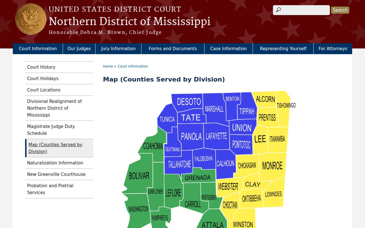 Calhoun County court docket federal Oxford Division map